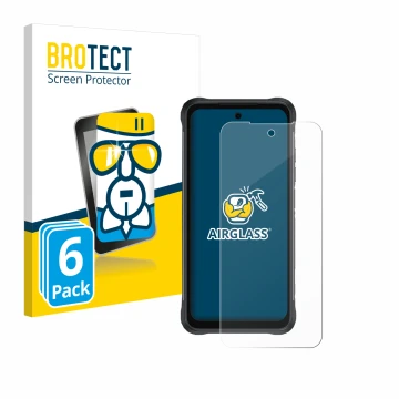 Parte frontale di una confezione del prodotto con il logo del marchio BROTECT. Accanto è raffigurato il dispositivo Umidigi Bi