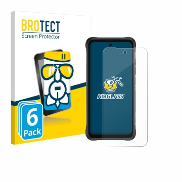 Parte frontale di una confezione del prodotto con il logo del marchio BROTECT. Accanto è raffigurato il dispositivo Umidigi Bi