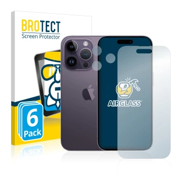 Parte frontale di una confezione del prodotto con il logo del marchio BROTECT. Accanto è raffigurato il dispositivo Apple iPho