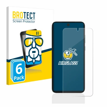 Parte frontale di una confezione del prodotto con il logo del marchio BROTECT. Accanto è raffigurato il dispositivo Motorola E