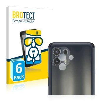 Parte frontale di una confezione del prodotto con il logo del marchio BROTECT. Accanto è raffigurato il dispositivo Motorola E