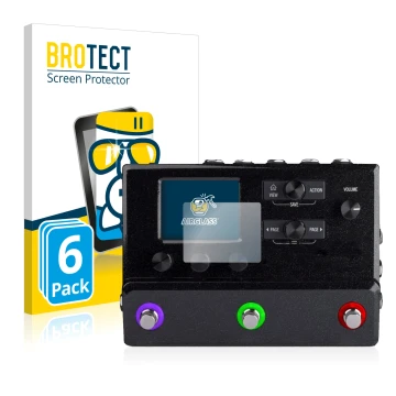 Parte frontale di una confezione del prodotto con il logo del marchio BROTECT. Accanto è raffigurato il dispositivo Line 6 hx 