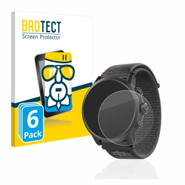 Parte frontale di una confezione del prodotto con il logo del marchio BROTECT. Accanto è raffigurato il dispositivo Coros Apex