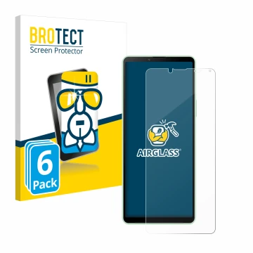 Parte frontale di una confezione del prodotto con il logo del marchio BROTECT. Accanto è raffigurato il dispositivo Sony Xperi