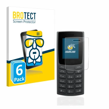 Parte frontale di una confezione del prodotto con il logo del marchio BROTECT. Accanto è raffigurato il dispositivo Nokia 110 