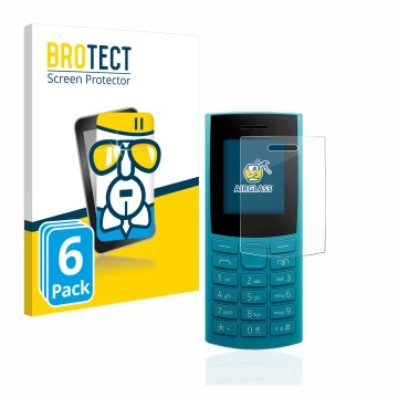 Parte frontale di una confezione del prodotto con il logo del marchio BROTECT. Accanto è raffigurato il dispositivo Nokia 105 