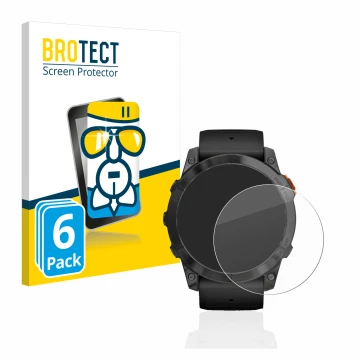 Parte frontale di una confezione del prodotto con il logo del marchio BROTECT. Accanto è raffigurato il dispositivo Garmin Fen