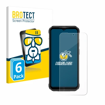 Parte frontale di una confezione del prodotto con il logo del marchio BROTECT. Accanto è raffigurato il dispositivo Ulefone Ar