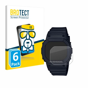 Parte frontale di una confezione del prodotto con il logo del marchio BROTECT. Accanto è raffigurato il dispositivo Casio G-Sh