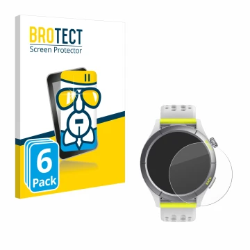 Parte frontale di una confezione del prodotto con il logo del marchio BROTECT. Accanto è raffigurato il dispositivo Huami Amaz