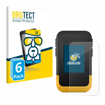 Parte frontale di una confezione del prodotto con il logo del marchio BROTECT. Accanto è raffigurato il dispositivo Garmin eTr