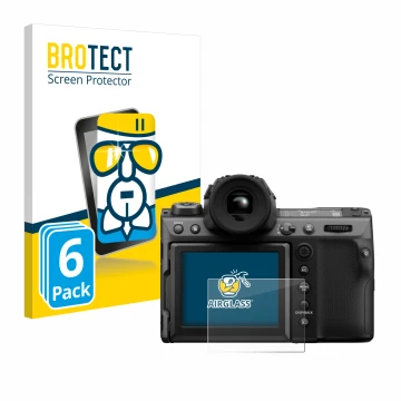 Parte frontale di una confezione del prodotto con il logo del marchio BROTECT. Accanto è raffigurato il dispositivo Fujifilm G