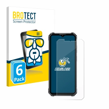 Parte frontale di una confezione del prodotto con il logo del marchio BROTECT. Accanto è raffigurato il dispositivo Oukitel WP