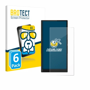 Parte frontale di una confezione del prodotto con il logo del marchio BROTECT. Accanto è raffigurato il dispositivo Hiby R6 Pr