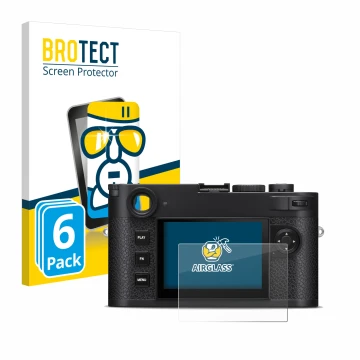 Parte frontale di una confezione del prodotto con il logo del marchio BROTECT. Accanto è raffigurato il dispositivo Leica M11-