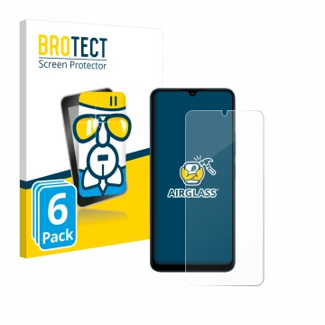 Parte frontale di una confezione del prodotto con il logo del marchio BROTECT. Accanto è raffigurato il dispositivo Xiaomi Red