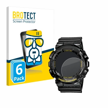 Parte frontale di una confezione del prodotto con il logo del marchio BROTECT. Accanto è raffigurato il dispositivo Casio G-Sh