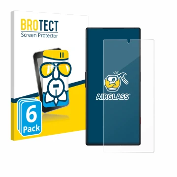 Parte frontale di una confezione del prodotto con il logo del marchio BROTECT. Accanto è raffigurato il dispositivo ZTE Nubia 
