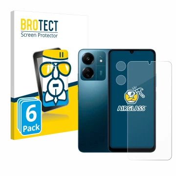 Parte frontale di una confezione del prodotto con il logo del marchio BROTECT. Accanto è raffigurato il dispositivo Xiaomi Red