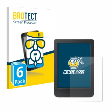 Parte frontale di una confezione del prodotto con il logo del marchio BROTECT. Accanto è raffigurato il dispositivo Kobo Clara