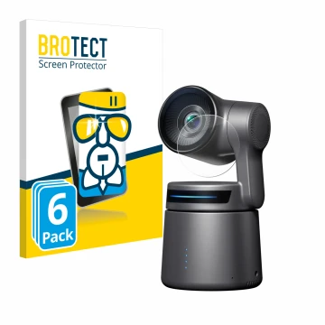 Parte frontale di una confezione del prodotto con il logo del marchio BROTECT. Accanto è raffigurato il dispositivo OBSBOT Tai