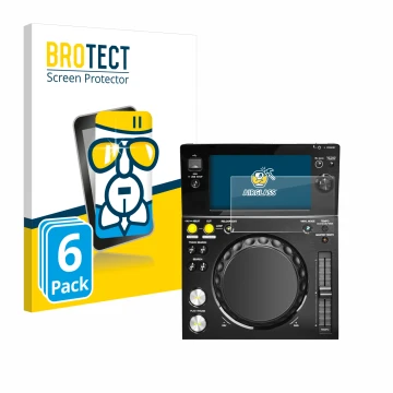 Parte frontale di una confezione del prodotto con il logo del marchio BROTECT. Accanto è raffigurato il dispositivo Pioneer XD