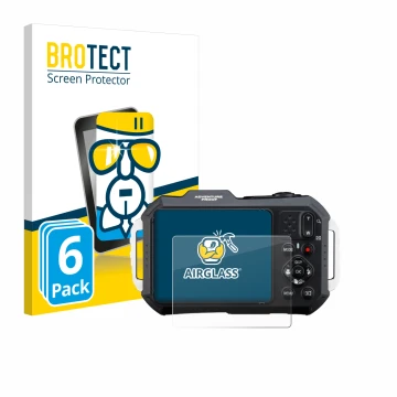 Parte frontale di una confezione del prodotto con il logo del marchio BROTECT. Accanto è raffigurato il dispositivo Ricoh Pent