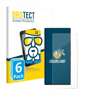 Parte frontale di una confezione del prodotto con il logo del marchio BROTECT. Accanto è raffigurato il dispositivo ZTE Nubia 