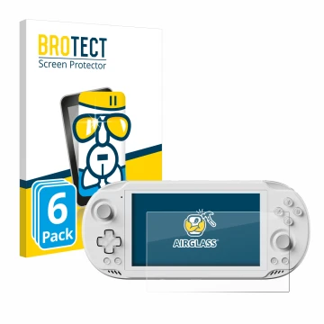 Parte frontale di una confezione del prodotto con il logo del marchio BROTECT. Accanto è raffigurato il dispositivo AYN Odin 2