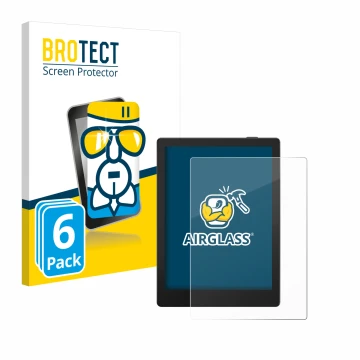 Parte frontale di una confezione del prodotto con il logo del marchio BROTECT. Accanto è raffigurato il dispositivo Boox Go 6 