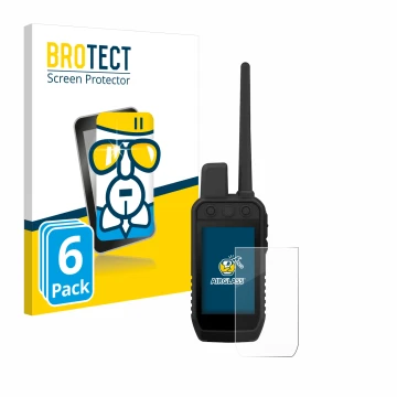 Parte frontale di una confezione del prodotto con il logo del marchio BROTECT. Accanto è raffigurato il dispositivo Garmin Alp