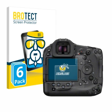 Parte frontale di una confezione del prodotto con il logo del marchio BROTECT. Accanto è raffigurato il dispositivo Canon EOS 