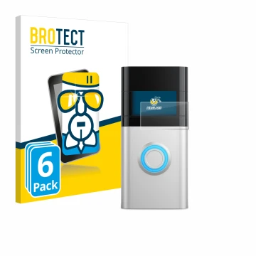 Parte frontale di una confezione del prodotto con il logo del marchio BROTECT. Accanto è raffigurato il dispositivo Ring Video