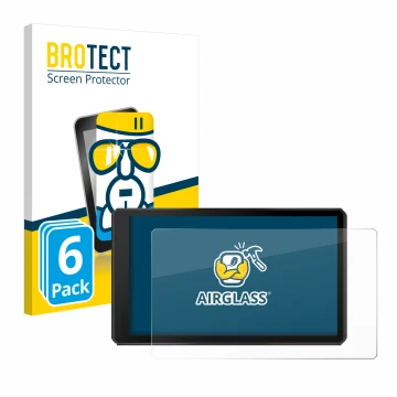 Parte frontale di una confezione del prodotto con il logo del marchio BROTECT. Accanto è raffigurato il dispositivo Garmin Tre