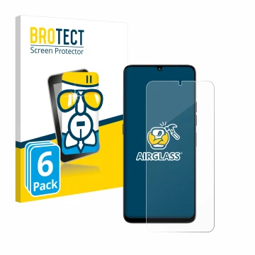 Parte frontale di una confezione del prodotto con il logo del marchio BROTECT. Accanto è raffigurato il dispositivo Umidigi G9