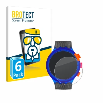 Parte frontale di una confezione del prodotto con il logo del marchio BROTECT. Accanto è raffigurato il dispositivo Swatch Neo