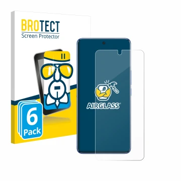 Parte frontale di una confezione del prodotto con il logo del marchio BROTECT. Accanto è raffigurato il dispositivo Vivo V50 c
