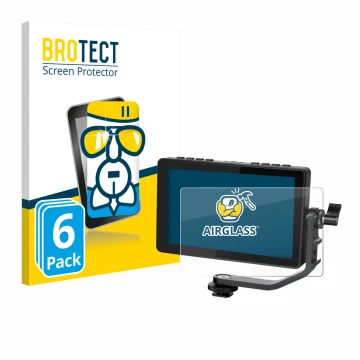 Parte frontale di una confezione del prodotto con il logo del marchio BROTECT. Accanto è raffigurato il dispositivo Feelworld 