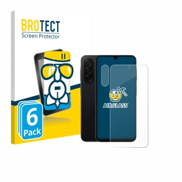 Parte frontale di una confezione del prodotto con il logo del marchio BROTECT. Accanto è raffigurato il dispositivo Samsung Ga