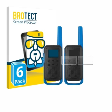 Parte frontale di una confezione del prodotto con il logo del marchio BROTECT. Accanto è raffigurato il dispositivo Motorola T