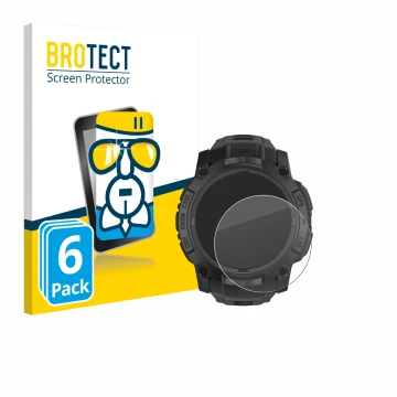Parte frontale di una confezione del prodotto con il logo del marchio BROTECT. Accanto è raffigurato il dispositivo Garmin Ins