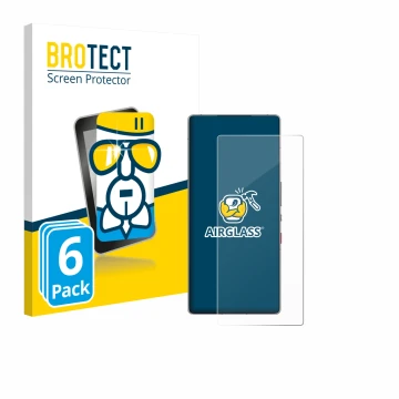 Parte frontale di una confezione del prodotto con il logo del marchio BROTECT. Accanto è raffigurato il dispositivo ZTE Nubia 