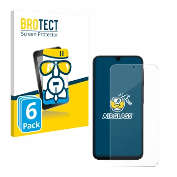 Parte frontale di una confezione del prodotto con il logo del marchio BROTECT. Accanto è raffigurato il dispositivo Samsung Ga