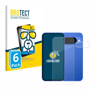 Parte frontale di una confezione del prodotto con il logo del marchio BROTECT. Accanto è raffigurato il dispositivo Google Pix