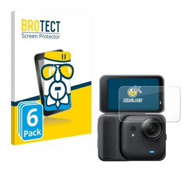 Parte frontale di una confezione del prodotto con il logo del marchio BROTECT. Accanto è raffigurato il dispositivo Insta360 G