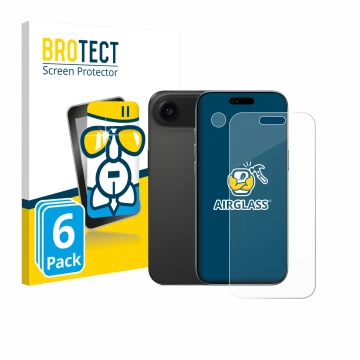 Parte frontale di una confezione del prodotto con il logo del marchio BROTECT. Accanto è raffigurato il dispositivo Apple iPho