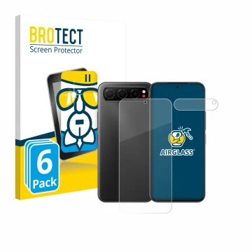 Parte frontale di una confezione del prodotto con il logo del marchio BROTECT. Accanto è raffigurato il dispositivo Nubia Air 