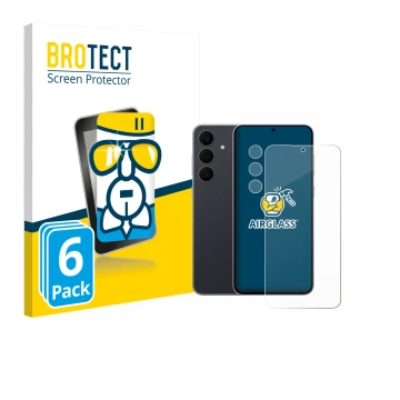 Parte frontale di una confezione del prodotto con il logo del marchio BROTECT. Accanto è raffigurato il dispositivo Samsung Ga