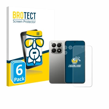 Parte frontale di una confezione del prodotto con il logo del marchio BROTECT. Accanto è raffigurato il dispositivo Xiaomi 15T