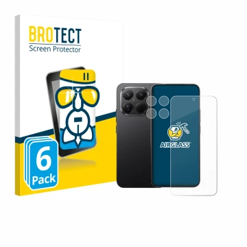 Parte frontale di una confezione del prodotto con il logo del marchio BROTECT. Accanto è raffigurato il dispositivo Xiaomi 15T